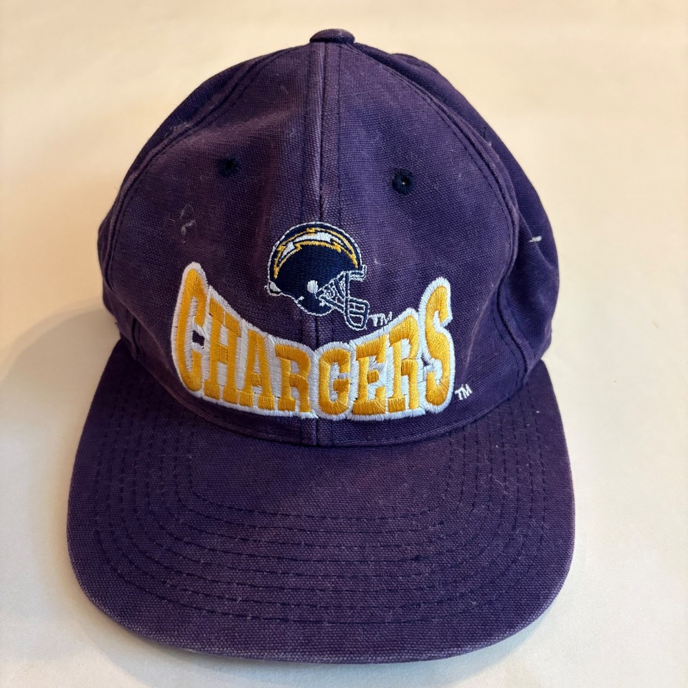 Vintage Drew Pearson San Diego Chargers NFL Snapback Hat Navy Blue Embroidered